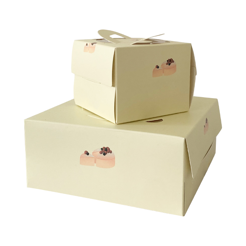 奶油色戚风蛋糕包装盒手提蛋糕盒
