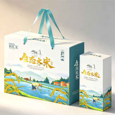 节日大米包装盒杂粮礼盒黄金小米纸箱10斤装礼品盒新款